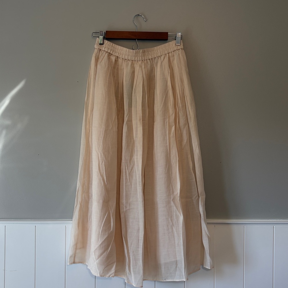 H&M Cream Flowy Midi Skirt